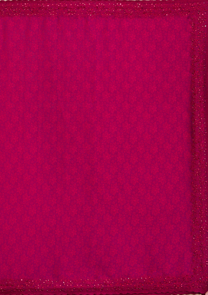 Rani Pink Printed Georgette Saree