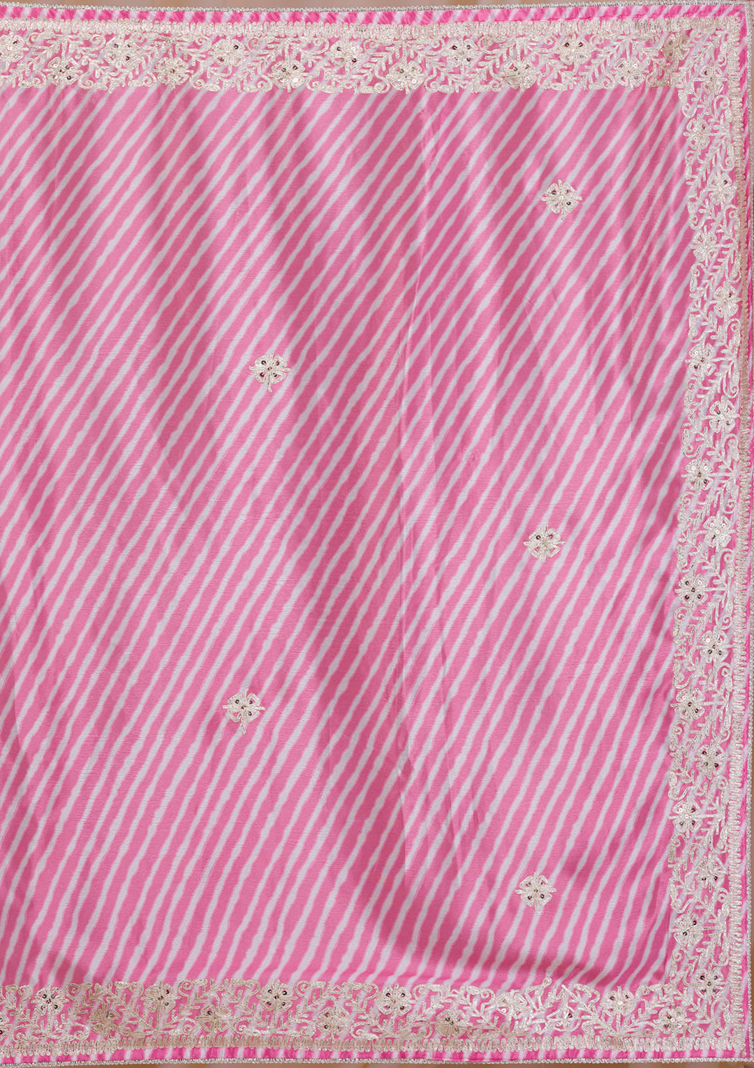 Rani Pink Printed Semi Crepe Saree