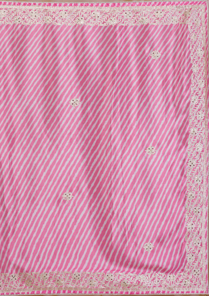 Rani Pink Printed Semi Crepe Saree