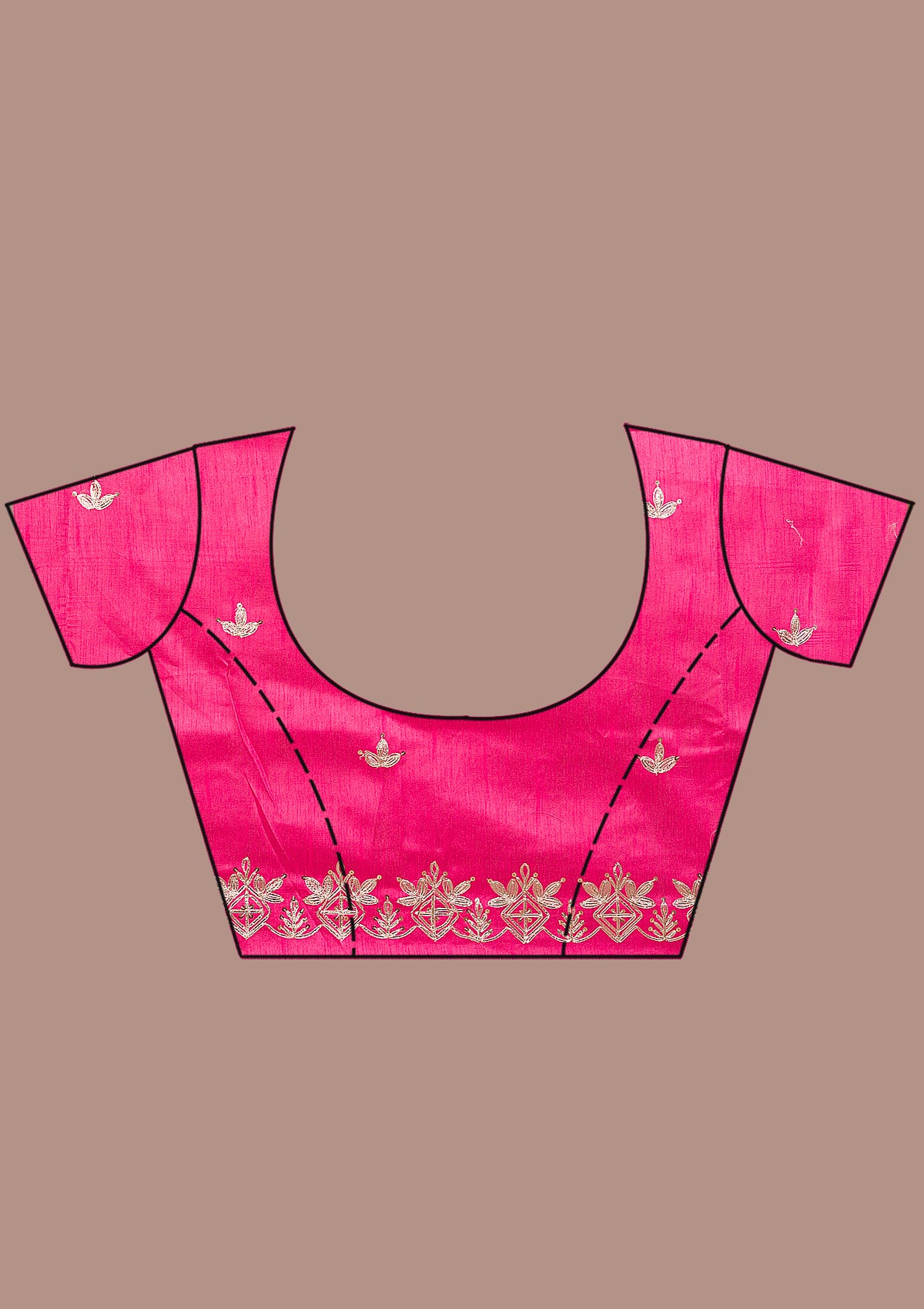 Rani Pink Printed Semi Crepe Saree