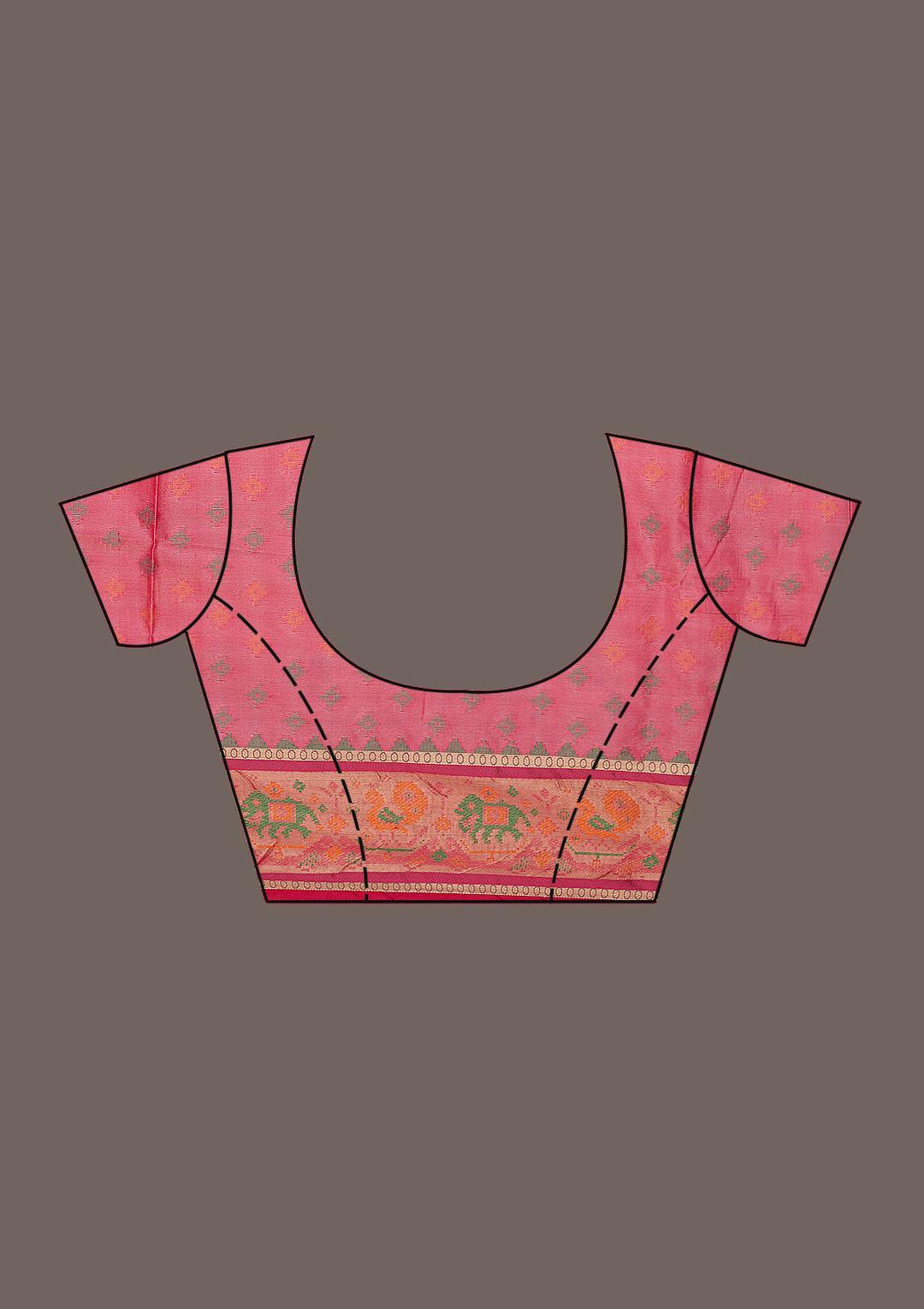 Rani Pink Printed Silk Saree