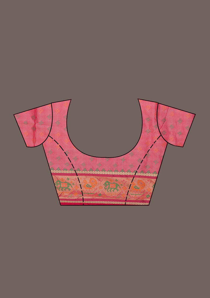 Rani Pink Printed Silk Saree