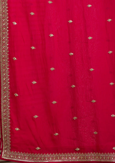 Rani Pink Sequins Banarasi Readymade Lehenga