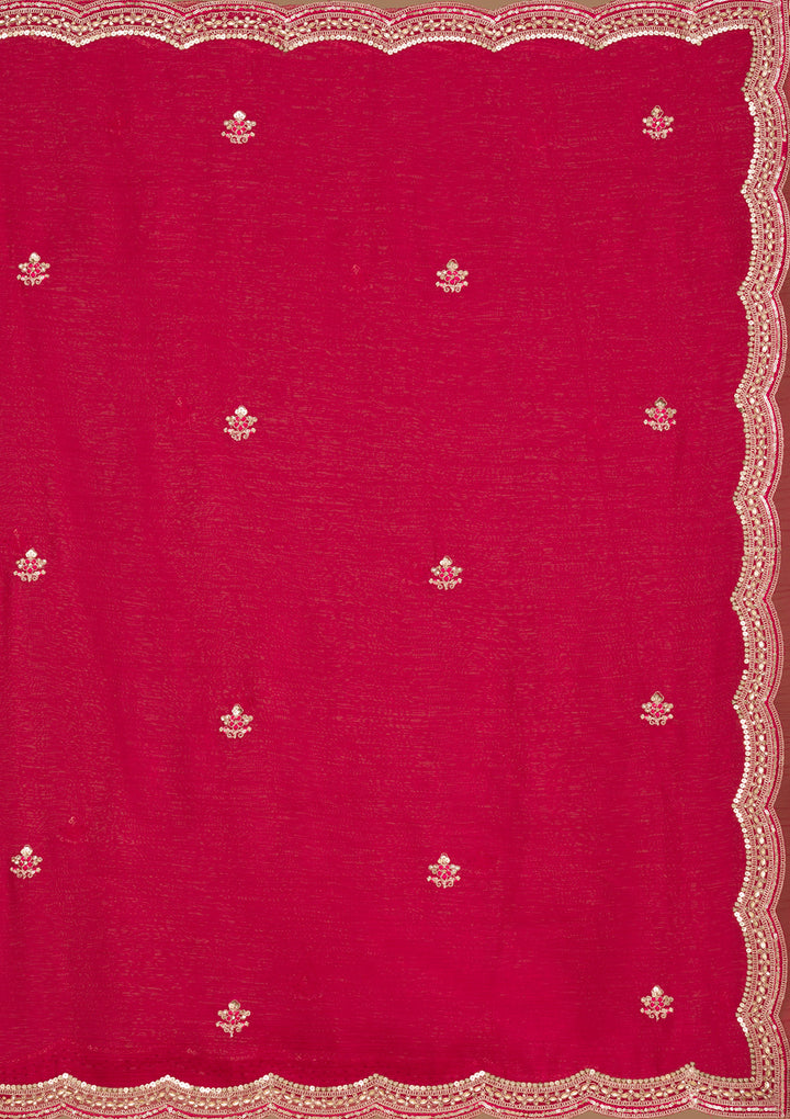 Rani Pink Sequins Tissue Saree-Koskii
