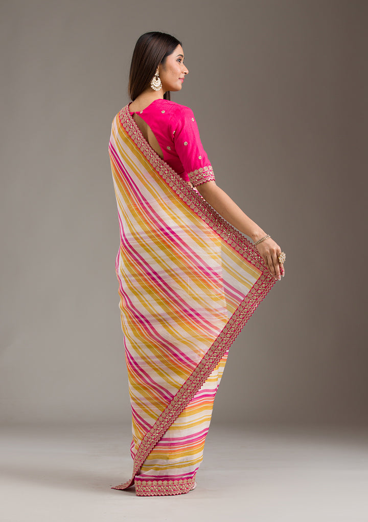 Rani Pink Sequins Tissue Saree