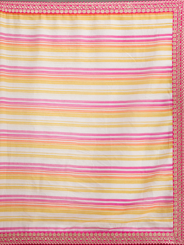 Rani Pink Sequins Tissue Saree