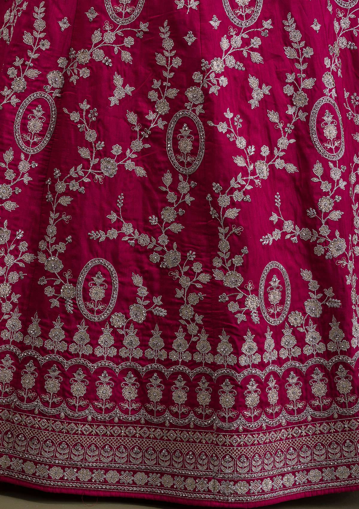 Rani Pink Zariwork Art Silk Readymade Lehenga