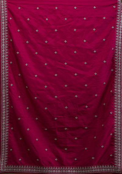 Rani Pink Zariwork Art Silk Readymade Lehenga