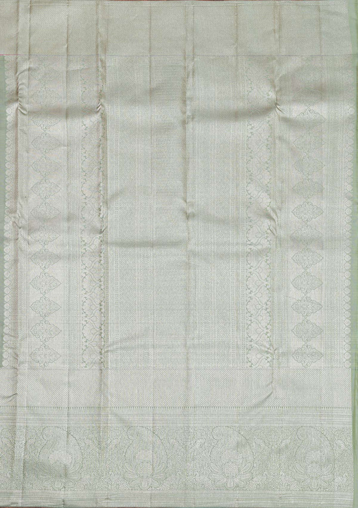 Rani Pink Silver Zariwork Kanjivaram Pure Silk Saree
