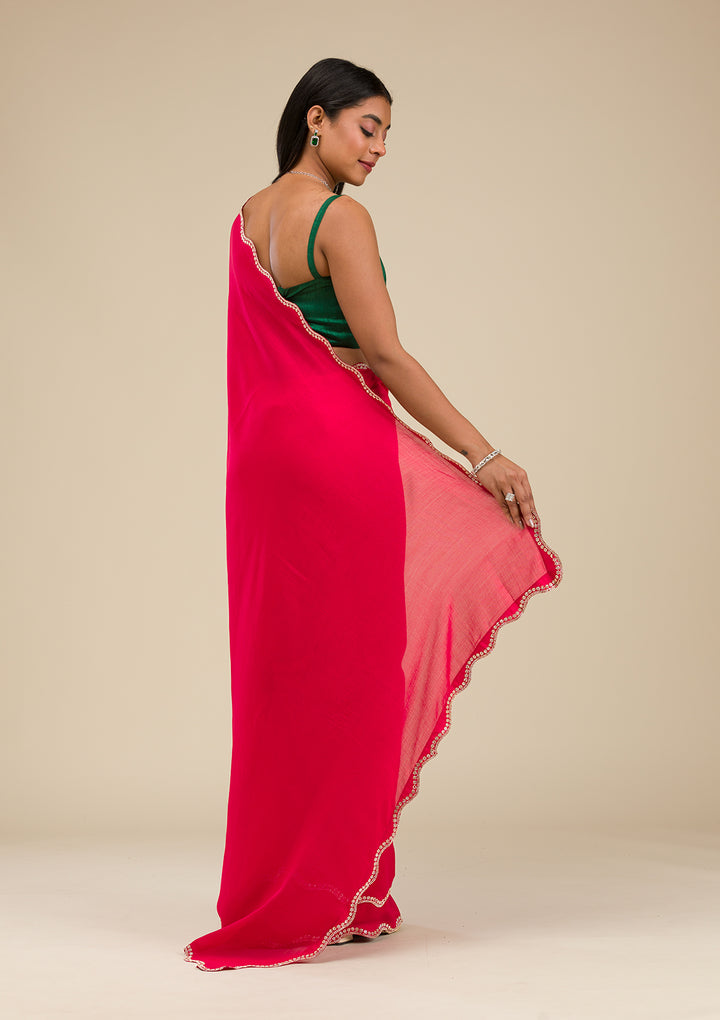 Rani Pink Stonework Art Silk Saree