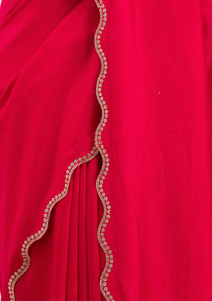 Rani Pink Stonework Art Silk Saree