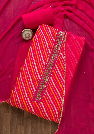 Rani Pink Stonework Bandini Unstitched Salwar Suit