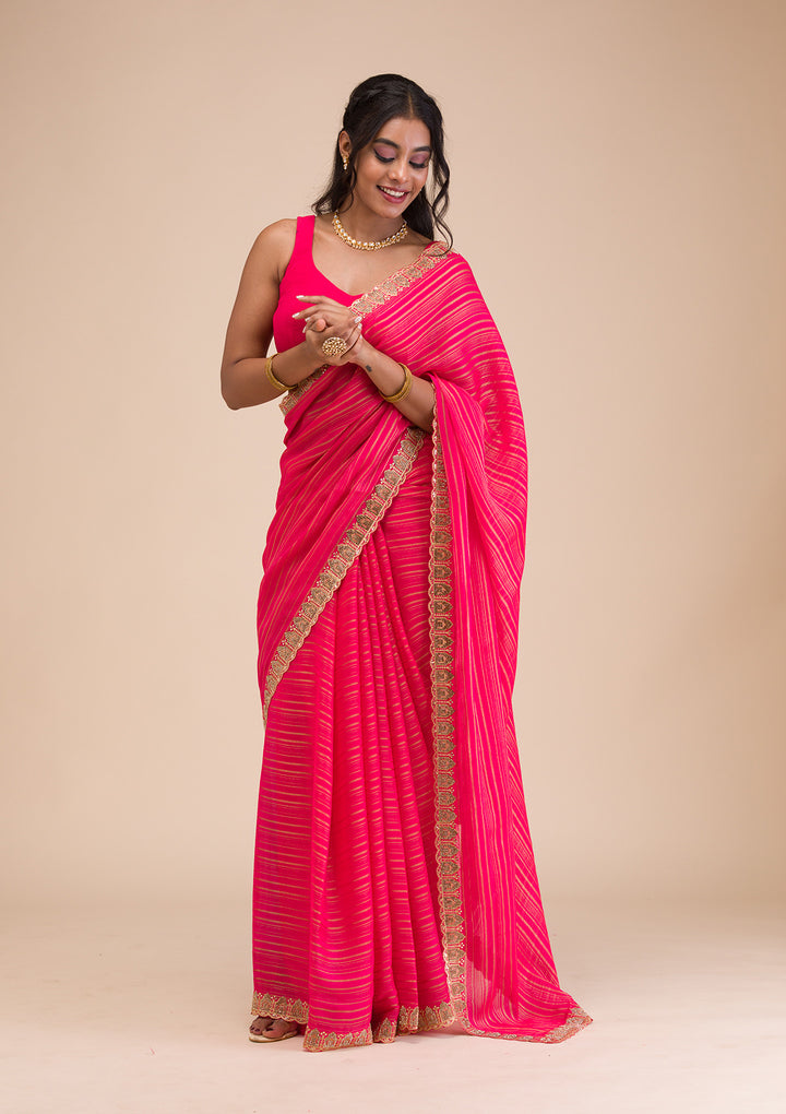 Rani Pink Stonework Georgette Saree