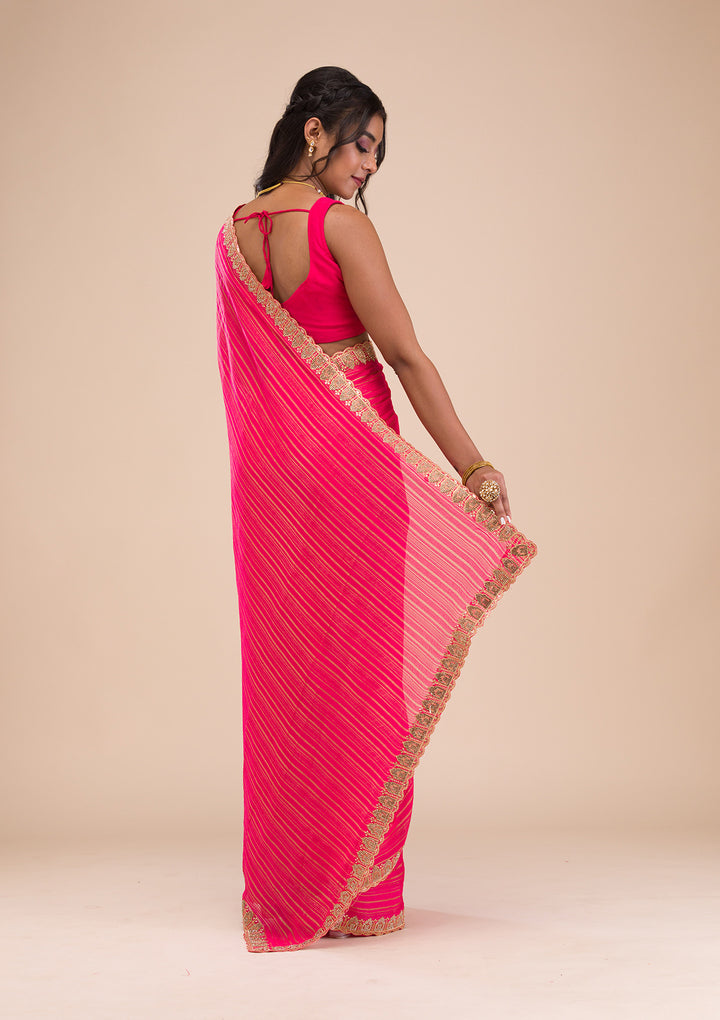 Rani Pink Stonework Georgette Saree