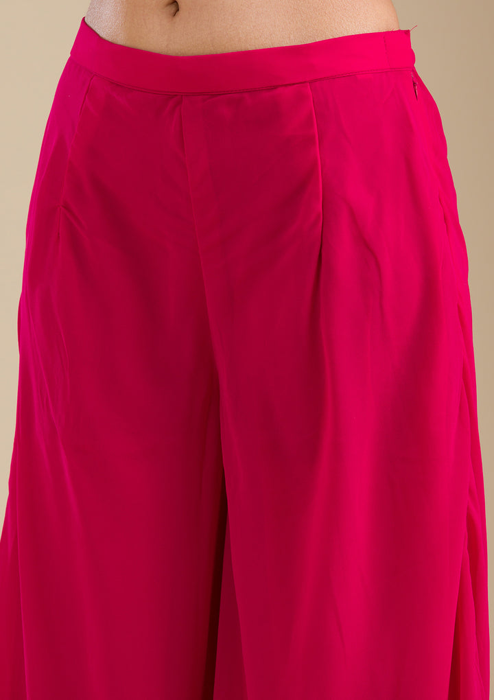 Rani Pink Stonework Semi Crepe Readymade Salwar Suit