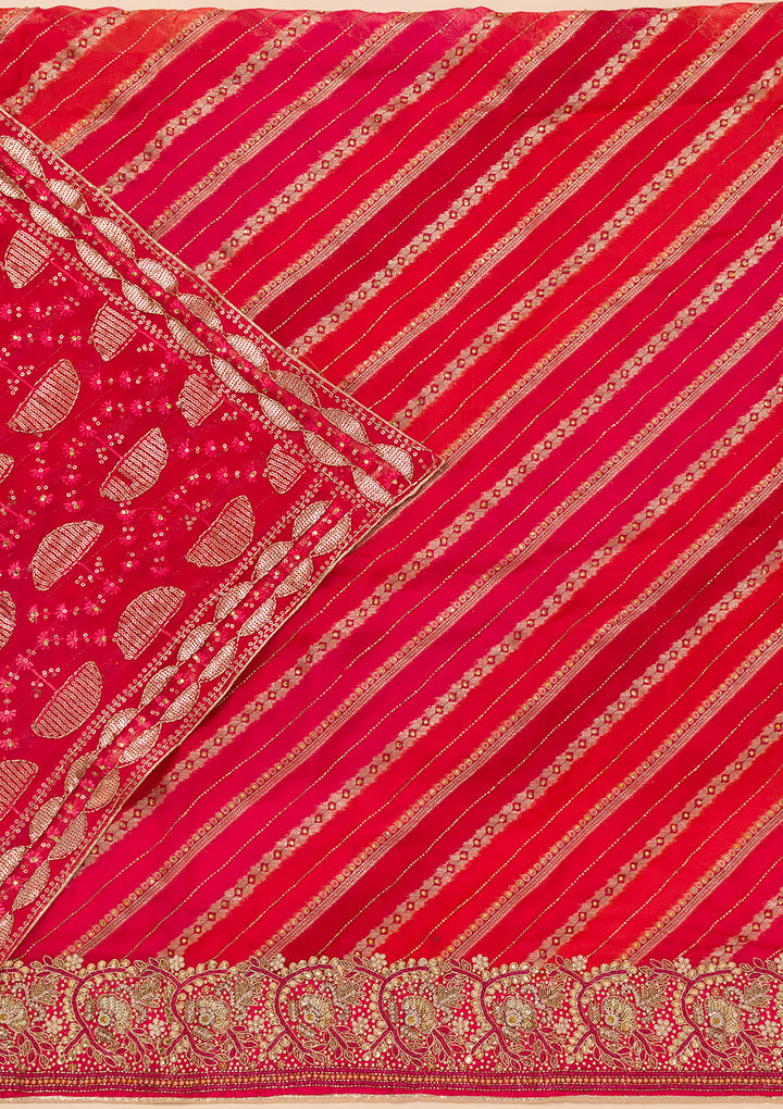 Rani Pink Stonework Semi Crepe Unstitched Salwar Suit