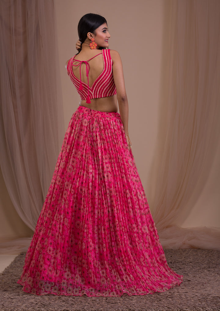 Rani Pink Cutdana Tissue Readymade Lehenga