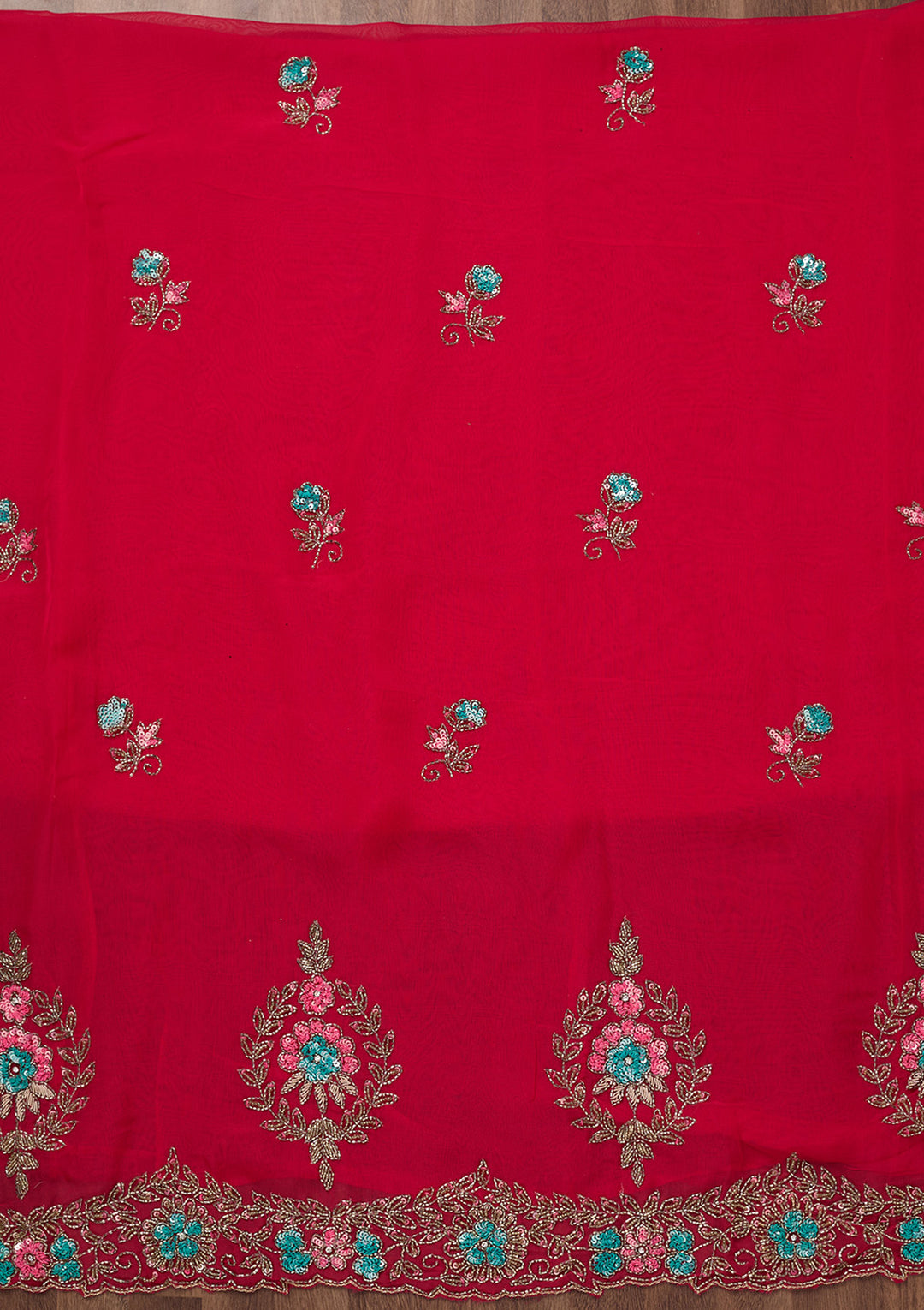 Rani Pink Stonework Tissue Unstitched Salwar Suit