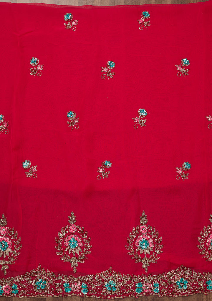 Rani Pink Stonework Tissue Unstitched Salwar Suit