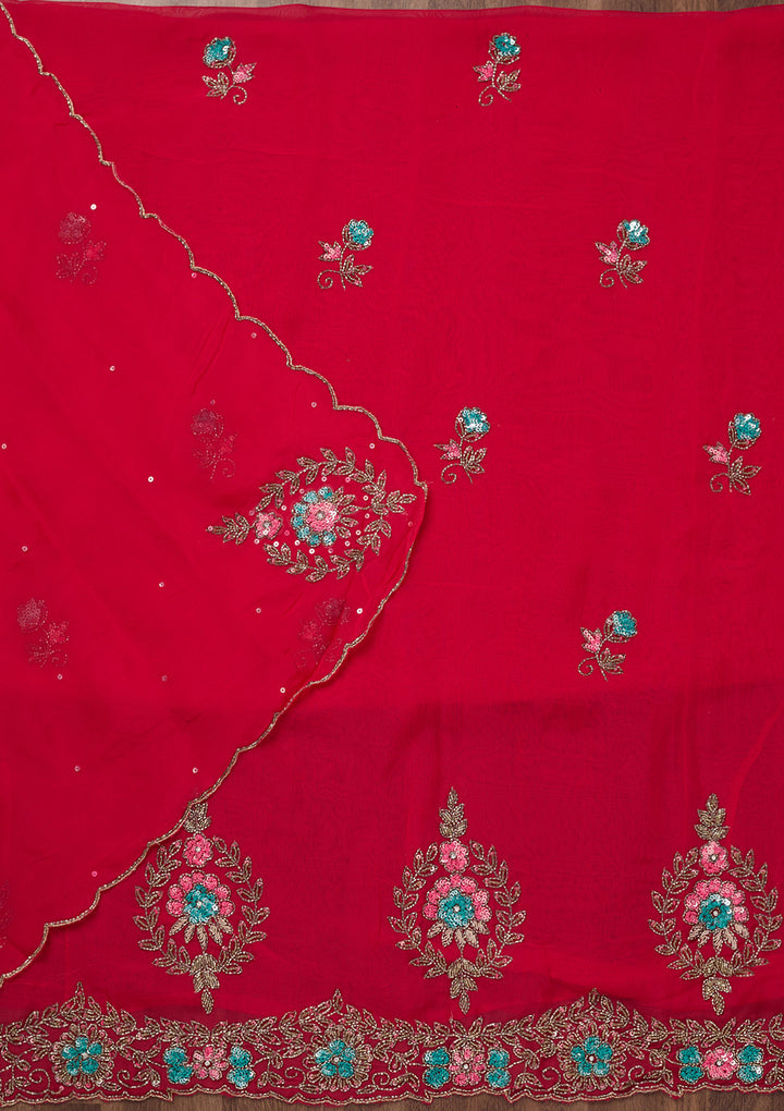 Rani Pink Stonework Tissue Unstitched Salwar Suit