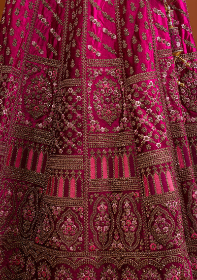 Rani Pink Stonework Velvet Readymade Lehenga