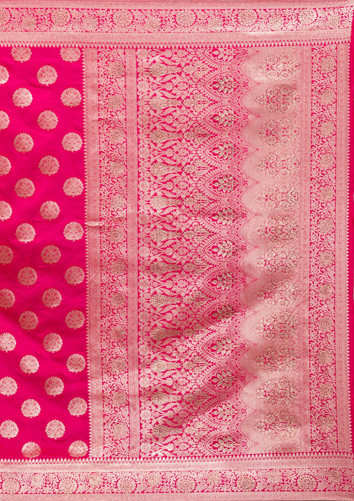 Rani Pink Swarovski Banarasi Saree
