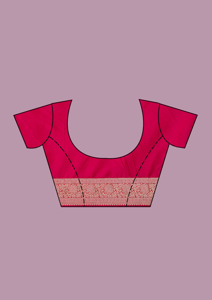 Rani Pink Swarovski Banarasi Saree