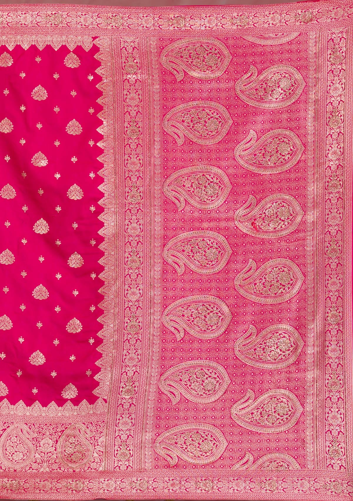 Rani Pink Swarovski Banarasi Saree