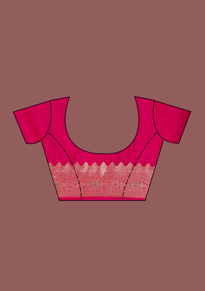 Rani Pink Swarovski Banarasi Saree