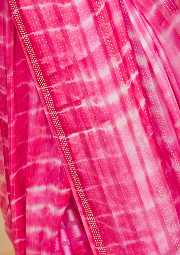 Rani Pink Swarovski Georgette Designer Saree