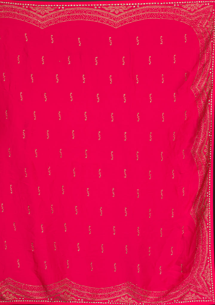 Rani Pink Swarovski Satin Saree