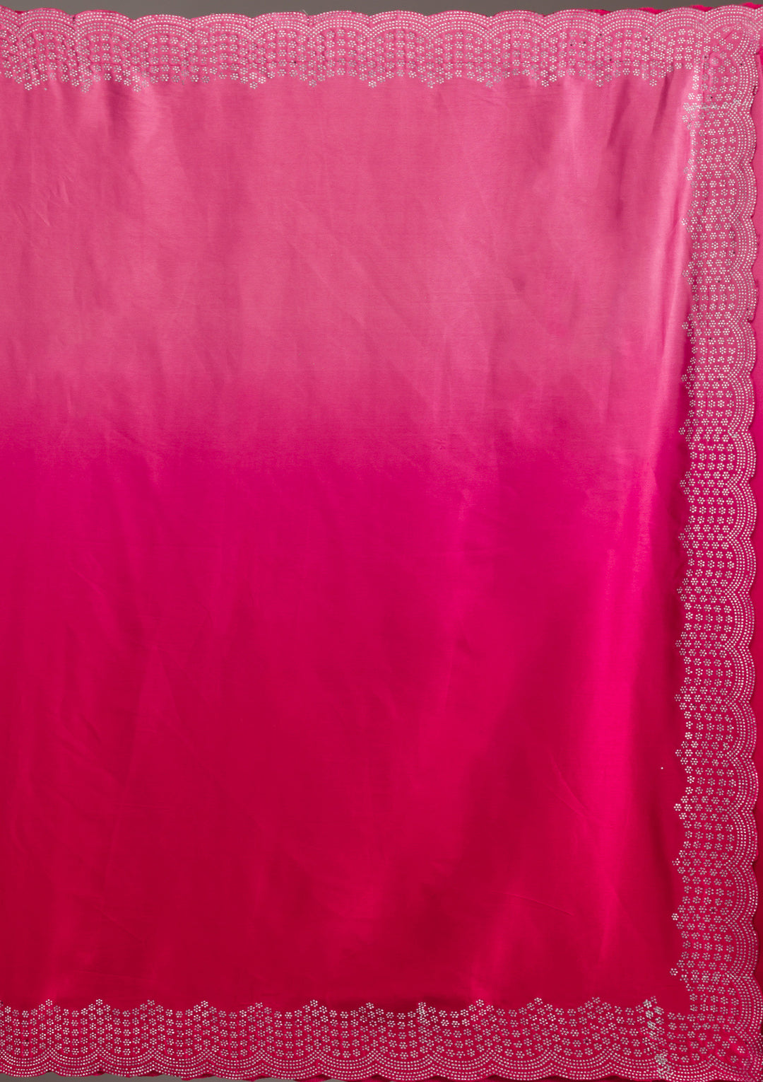 Rani Pink Swarovski Satin Saree