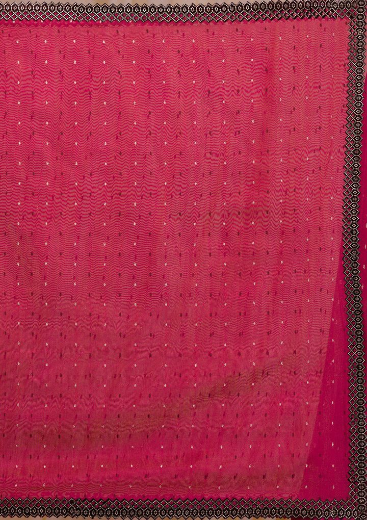 Rani Pink Swarovski Organza Saree