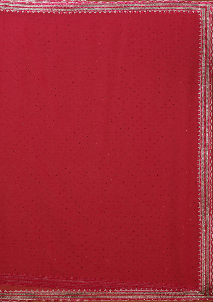 Rani Pink Threadwork Chiffon Saree