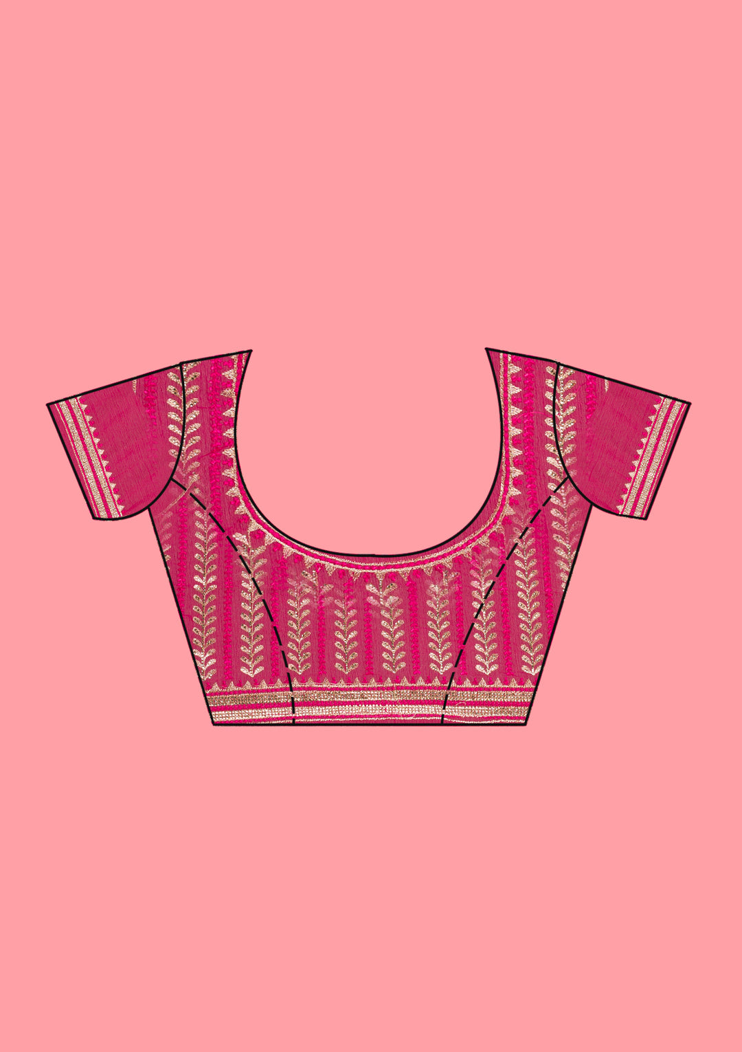 Rani Pink Threadwork Chiffon Saree