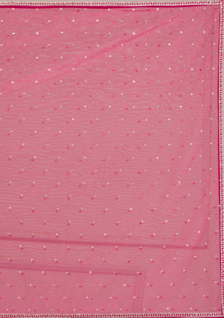 Rani Pink Threadwork Georgette Readymade Lehenga