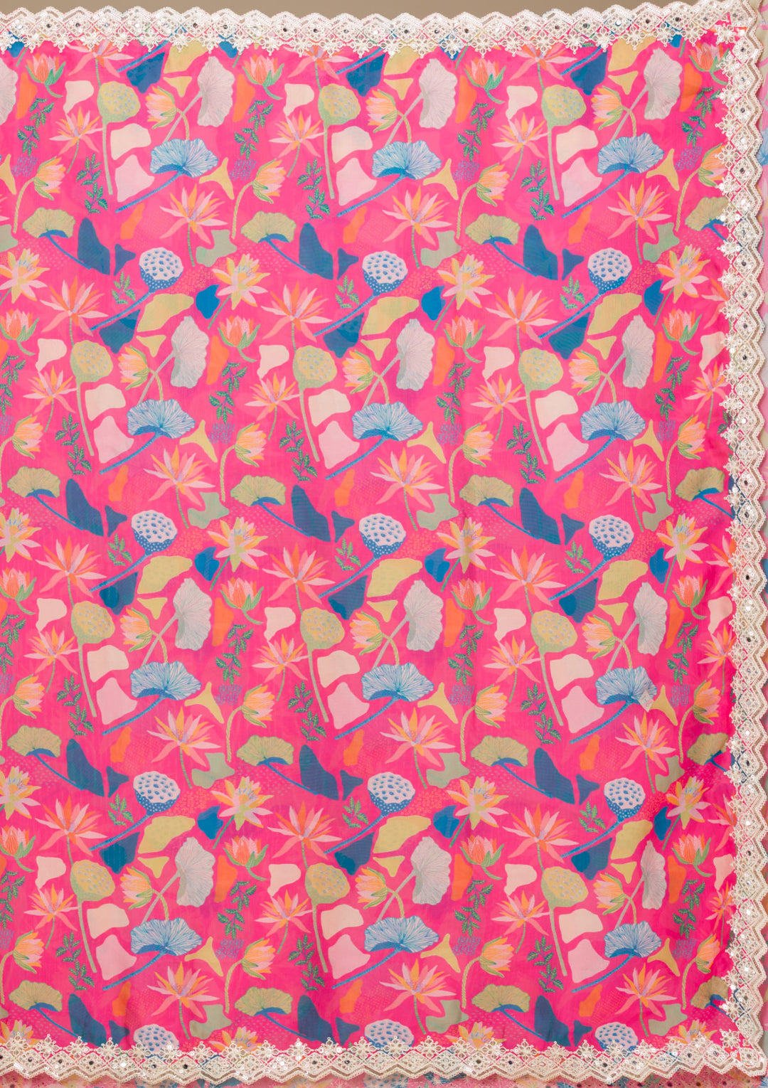 Rani Pink Threadwork Georgette Saree