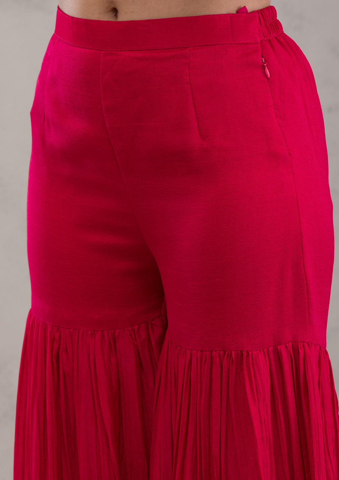 Rani Pink Threadwork Raw Silk Readymade Salwar Suit