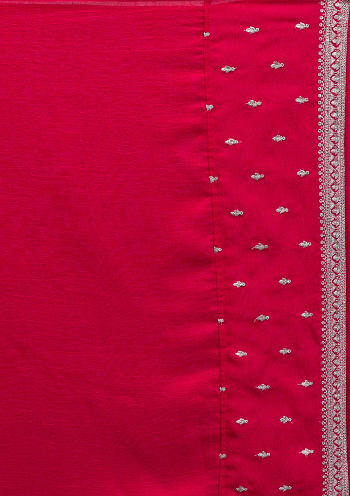 Rani Pink Threadwork Raw Silk Readymade Salwar Suit