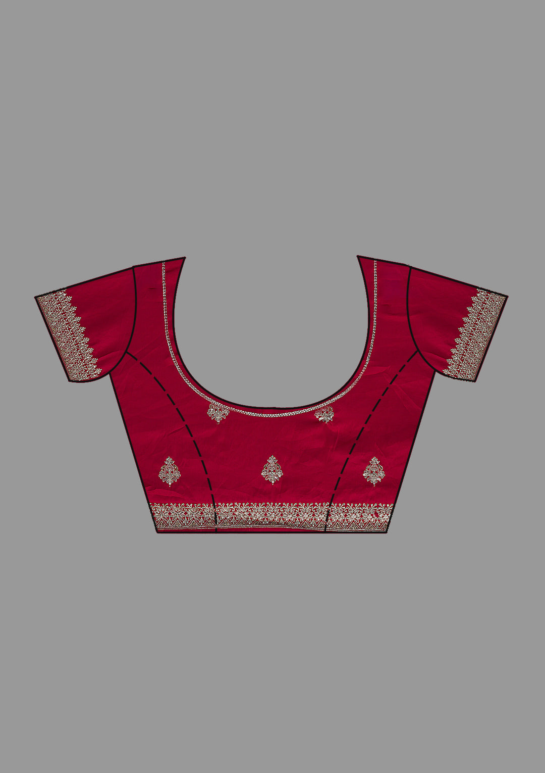 Rani Pink Threadwork Satin Saree