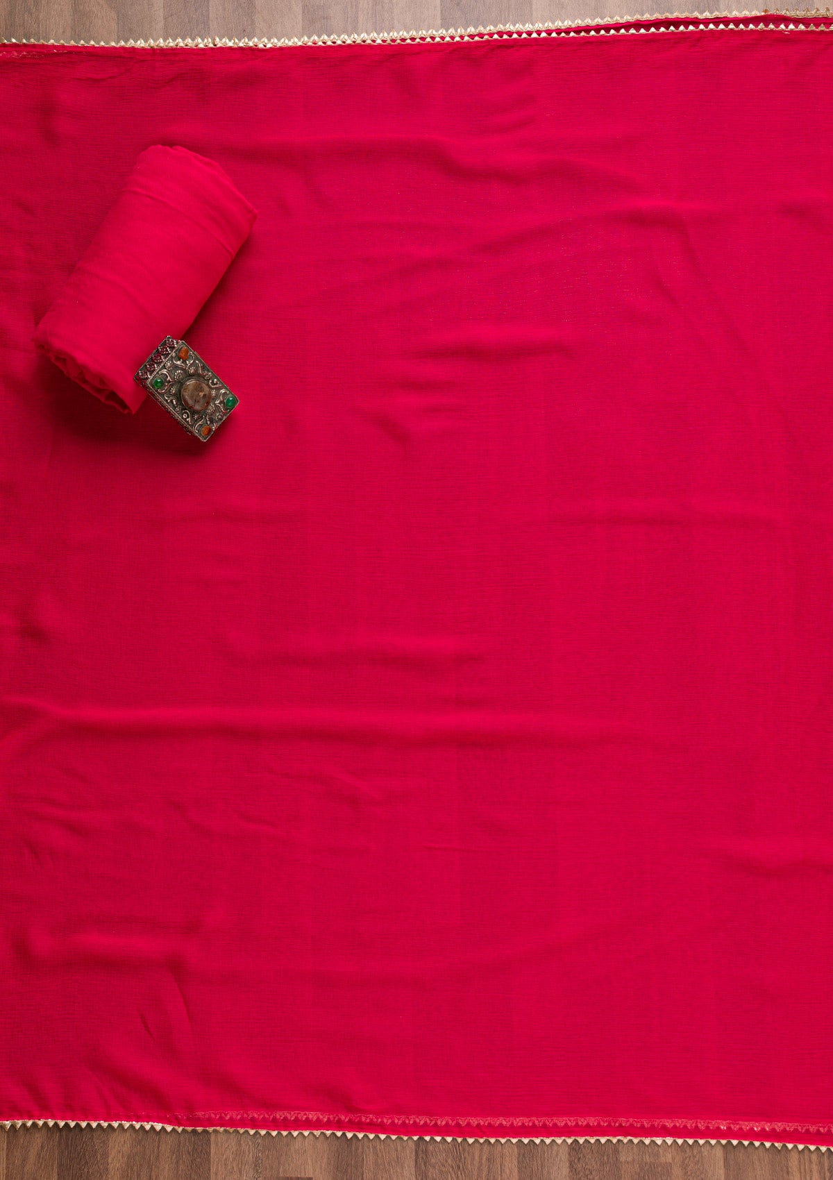 Rani Pink Zardosi Bandhini Unstitched Salwar Suit