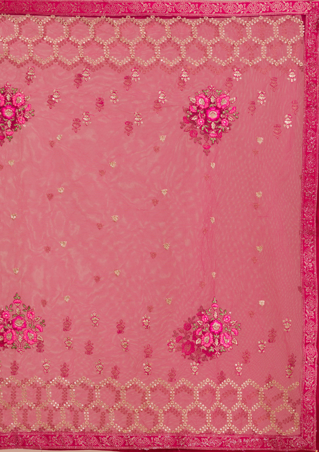 Rani Pink Zariwork Art Silk Readymade Salwar Suit