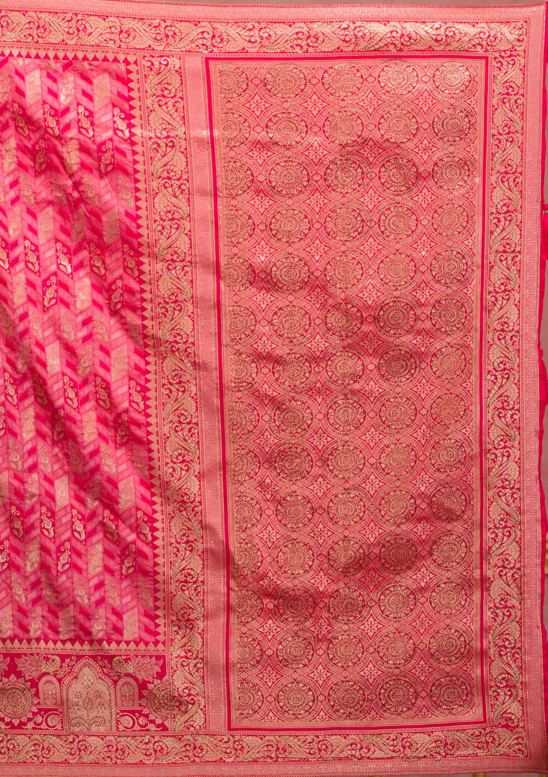 Rani Pink Zariwork Art Silk Saree