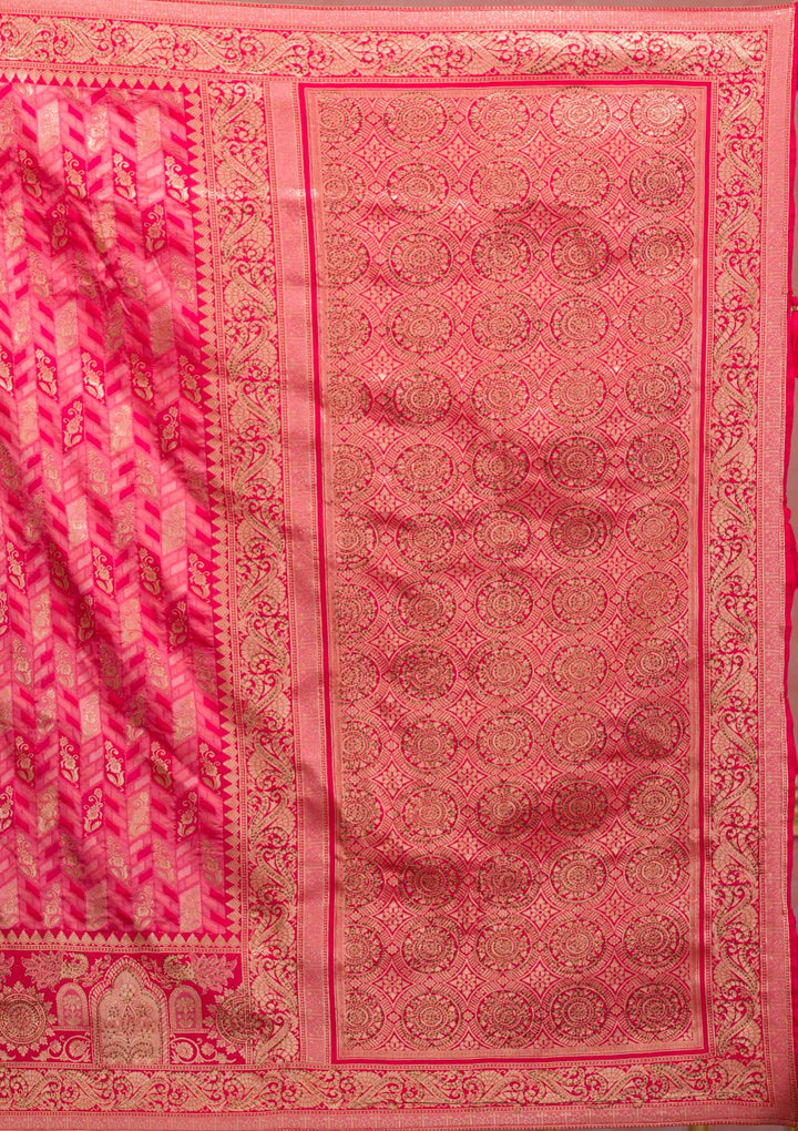Rani Pink Zariwork Art Silk Saree