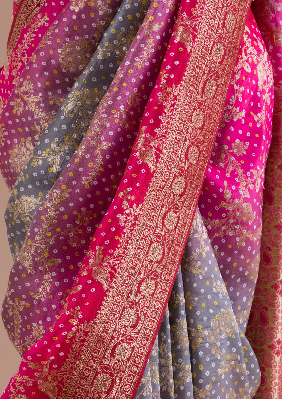 Rani Pink Zariwork Art Silk Saree