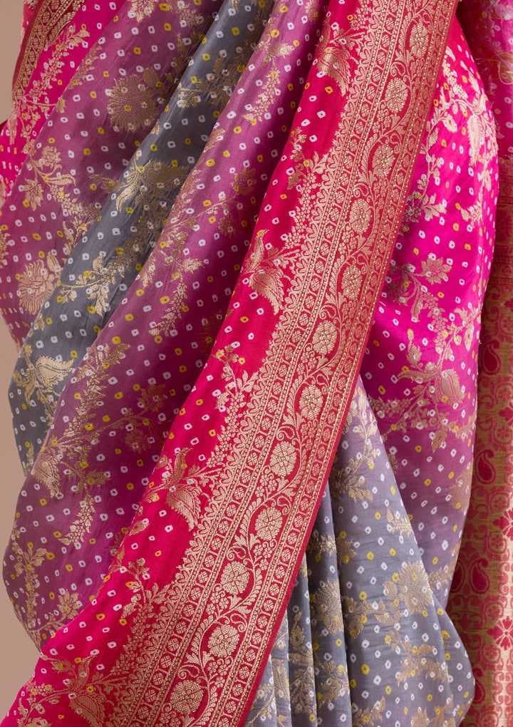 Rani Pink Zariwork Art Silk Saree