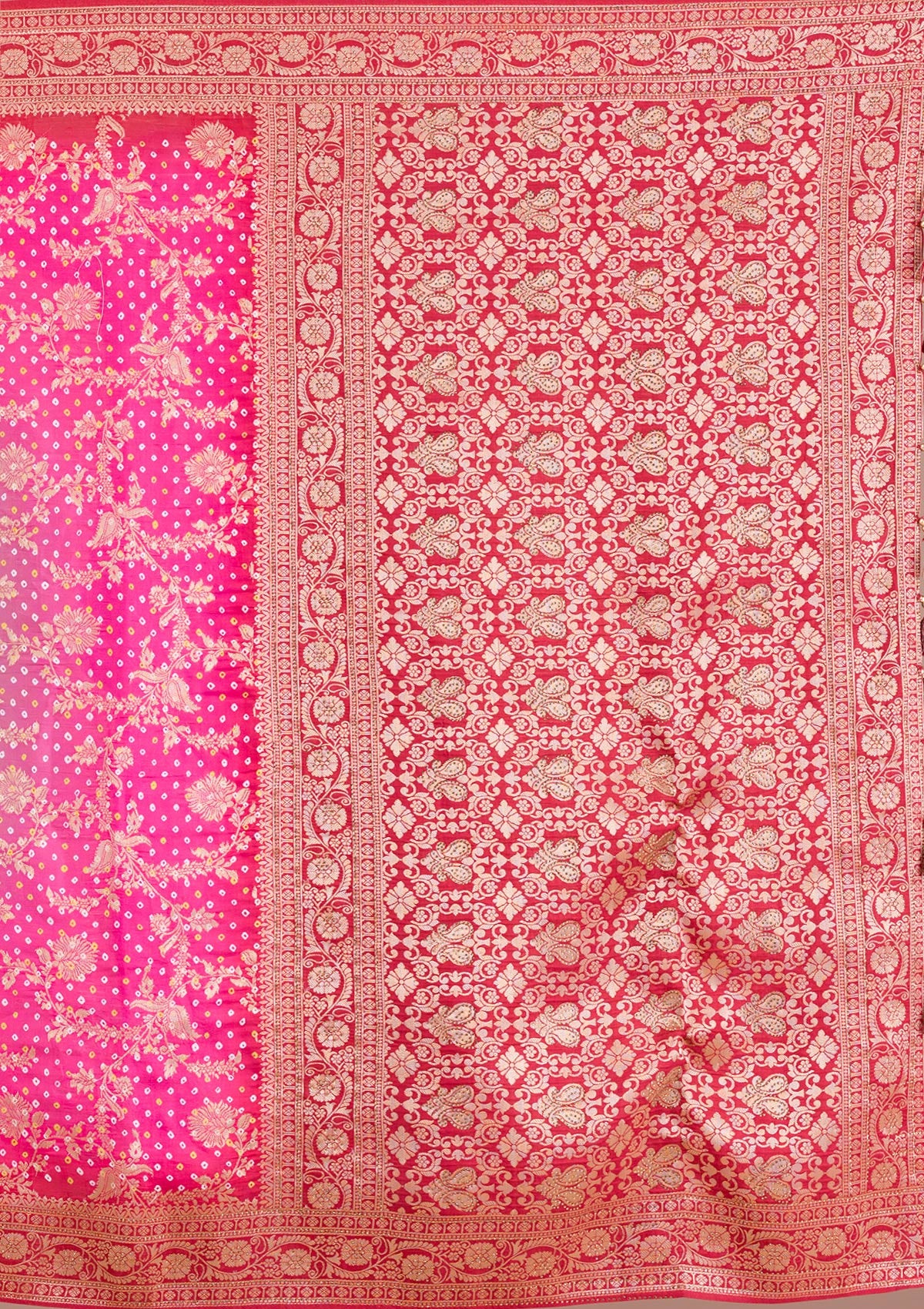 Rani Pink Zariwork Art Silk Saree