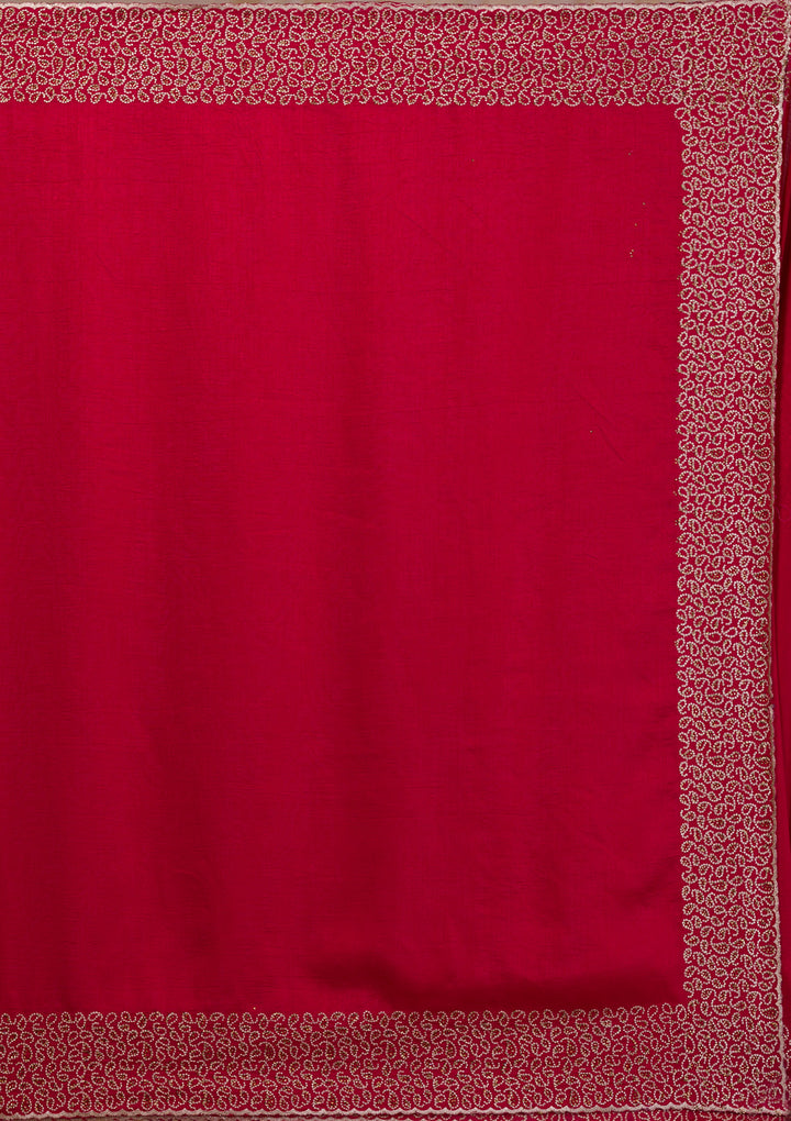 Rani Pink Zariwork Art Silk Saree