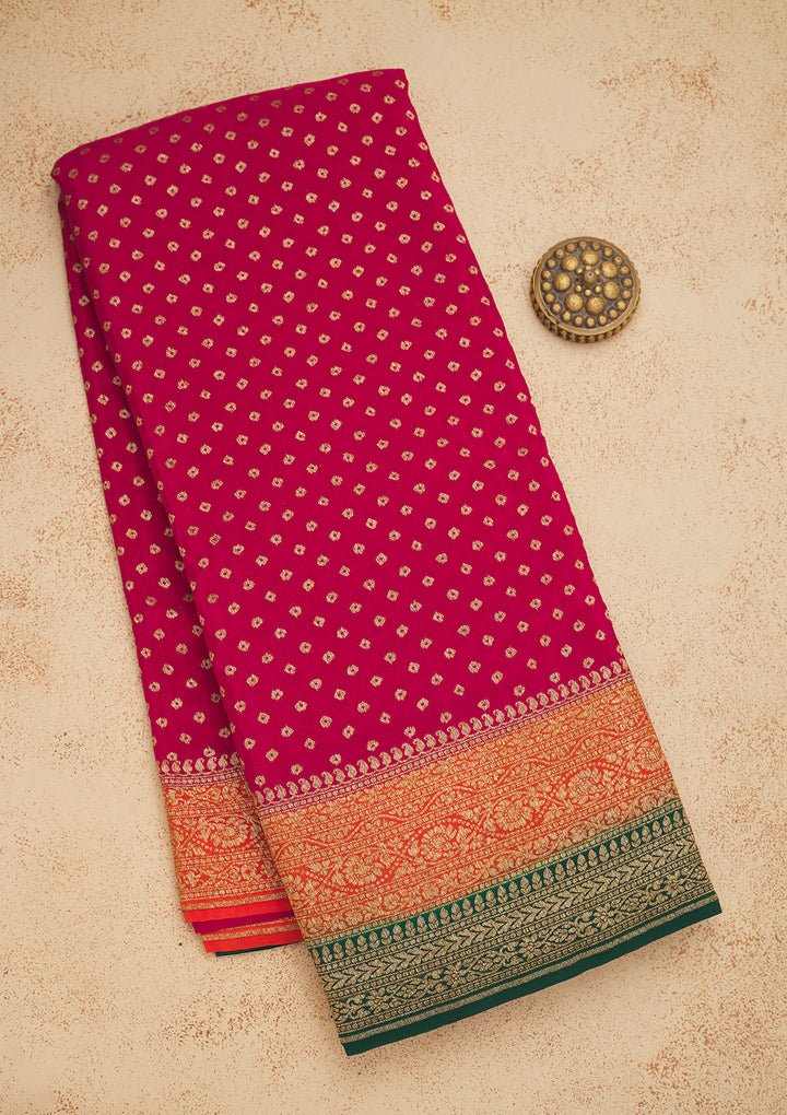 Rani Pink Zariwork Art Silk Saree