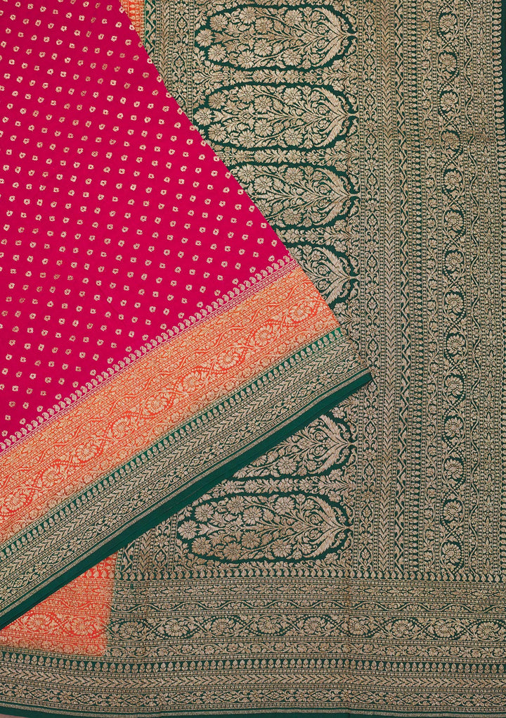 Rani Pink Zariwork Art Silk Saree